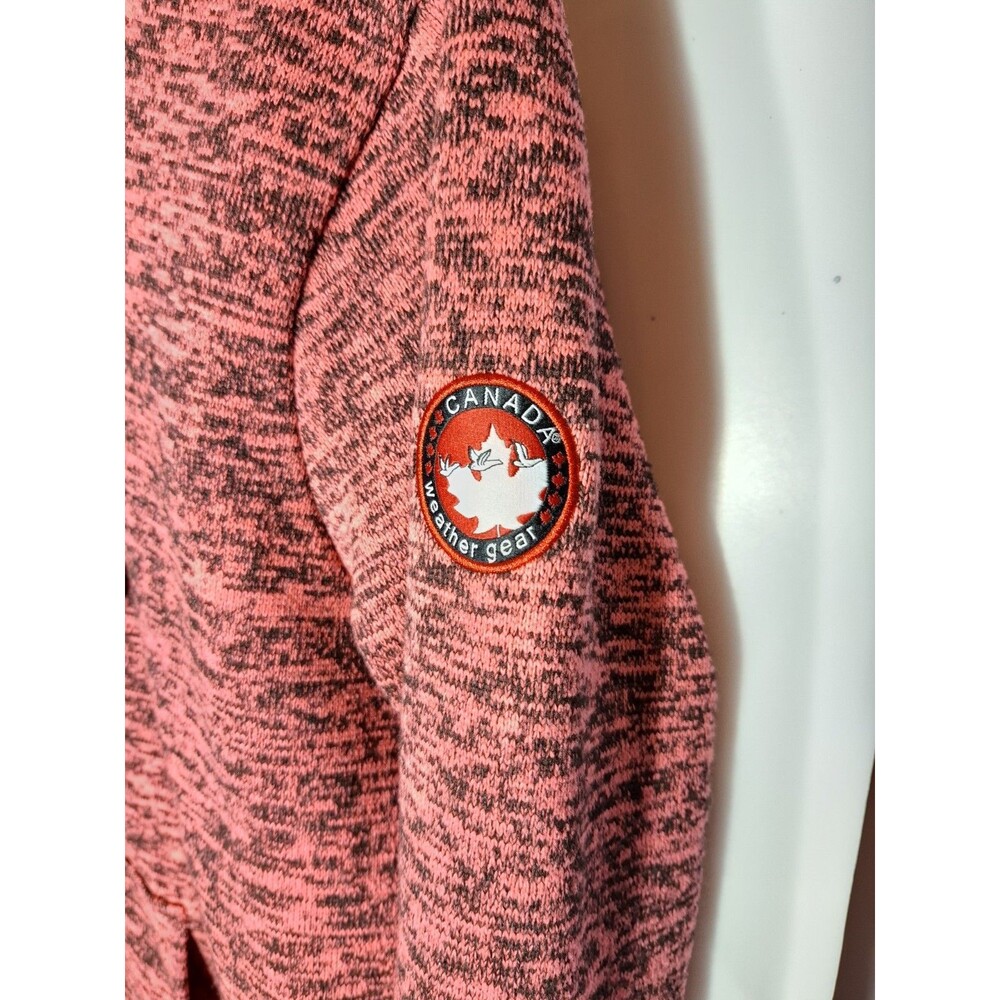 Canada Weather Gear Women's L Sherpa Lined Hooded Knit Jacket Pink Black Outdoor - Picture 2 of 11